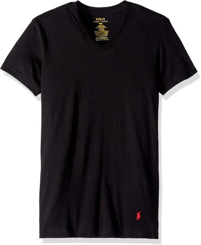 Polo Ralph Lauren Underwear Men's 3 Pack Slim Fit V Neck Tees, Black, L in Kuwait