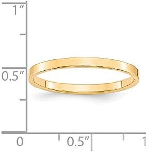 14k Yellow Gold 2mm Flat Plain Classic Wedding Band Ring in Saudi Arabia