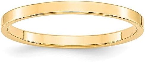 14k Yellow Gold 2mm Flat Plain Classic Wedding Band Ring in Saudi Arabia