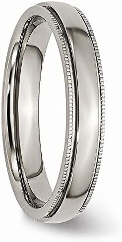 Solid Titanium Grooved and Beaded Edge 4mm Plain Classic Wedding Band Ring Comfort-Fit in Saudi Arabia