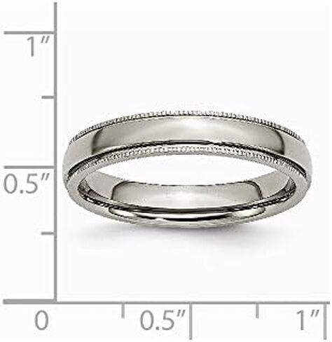 Solid Titanium Grooved and Beaded Edge 4mm Plain Classic Wedding Band Ring Comfort-Fit in Saudi Arabia