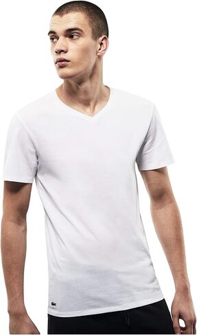 Lacoste Men's Essentials 3 Pack 100% Cotton Regular Fit V-Neck T-Shirts Core in Kuwait