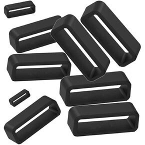 8Pcs Rubber Replacement Watch Band Strap Loops Watch Band Loop Holder Keeper Silicone Watch Strap Loops Keeper Retainer Loop 12mm 14mm 16mm 18mm 20mm 22mm 24mm 26mm(Black)