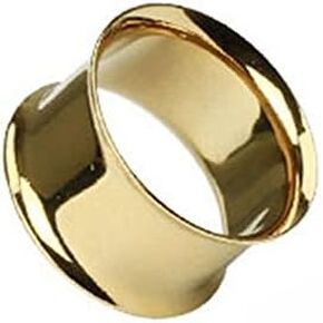 Pair of Gold IP Over 316L Surgical Steel Double Flare Ear Plugs Tunnels Earlets E224 12 Gauge to 2 Inch in Saudi Arabia