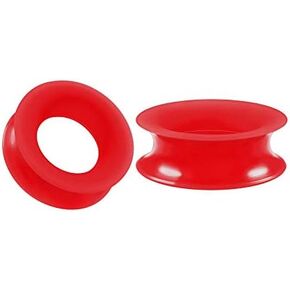 BIG GAUGES Pair of Red Silicone Double Flared Saddle Piercing Jewelry Stretcher Ear Earring Lobe Flesh Tunnel Plugs in Kuwait