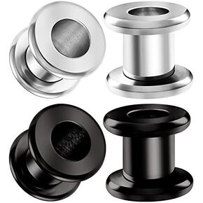 2 Pairs 316L Surgical Steel Black Anodized Screw Tunnels rounded edges Piercing Jewelry Ear Stretching Lobe Plug Earring in Saudi Arabia