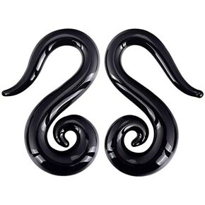 YOFANST 2pcs Seahorse Shape Glass Tapers Blue Green Twist Spiral Plugs Piercing Gauges 8G-1/2 inch in Saudi Arabia