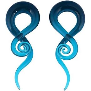 Qmcandy 2 Pieces Glass Spiral Tapers Glitter Twist Stretchers Ear Gauges 4g 2g 0g 00g in Saudi Arabia