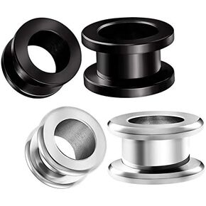 2 Pairs 316L Surgical Steel Black Anodized Screw flesh Tunnels Piercing Jewelry Stretcher Ear rounded Plugs Earring Lobe in Saudi Arabia