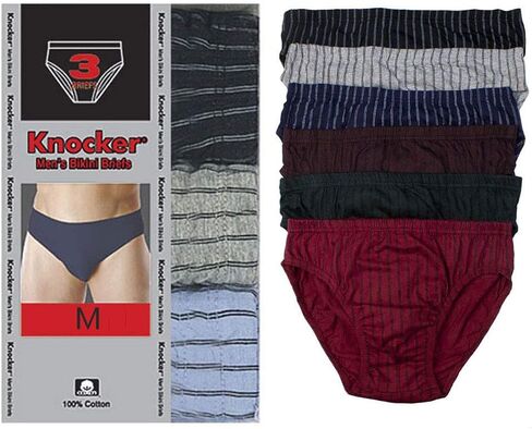 3 Pack Men Bikinis Briefs Underwear 100% Cotton Lined Knocker Size Medium 32-34 in Saudi Arabia