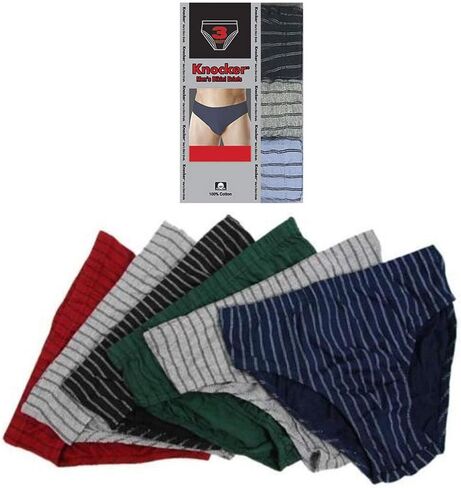3 Pack Men Bikinis Briefs Underwear 100% Cotton Lined Knocker Size Medium 32-34 in Saudi Arabia