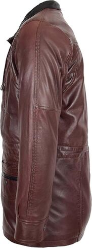 Mens Real Leather Coat Winter Overcoat Classic Style Jason in Kuwait