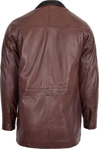 Mens Real Leather Coat Winter Overcoat Classic Style Jason in Kuwait