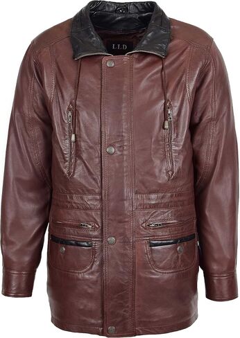 Mens Real Leather Coat Winter Overcoat Classic Style Jason in Kuwait