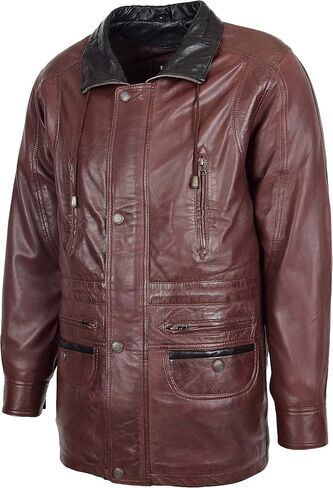 Mens Real Leather Coat Winter Overcoat Classic Style Jason in Kuwait