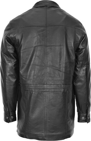 Mens Real Leather Coat Winter Overcoat Classic Style Jason in Kuwait
