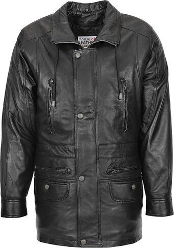 Mens Real Leather Coat Winter Overcoat Classic Style Jason in Kuwait