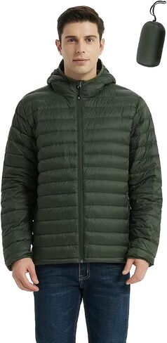 Men's Packable Down Jacket, Lightweight Puffer Warm Coat for Travel Hiking in Saudi Arabia