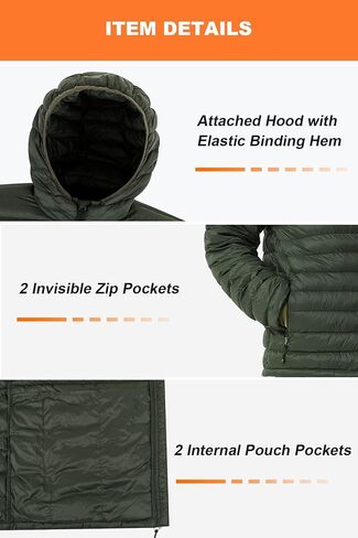 Men's Packable Down Jacket, Lightweight Puffer Warm Coat for Travel Hiking in Saudi Arabia