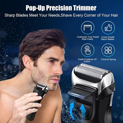 Gbuild Wet Dry Rechargeable Mens Shaver Electric Foil for Men Face Waterproof, USB Travel Cordless Man Electric Razor Shaving Facial with Trimmer in Saudi Arabia