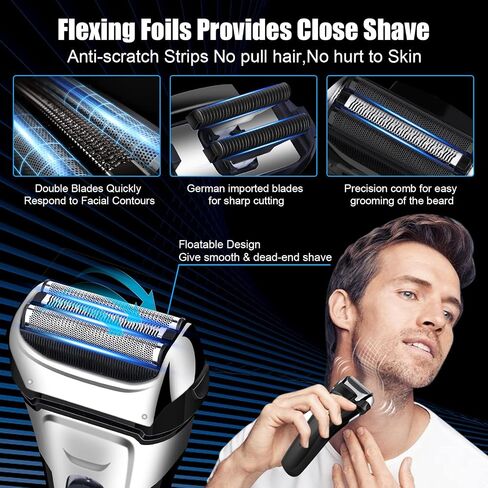 Gbuild Wet Dry Rechargeable Mens Shaver Electric Foil for Men Face Waterproof, USB Travel Cordless Man Electric Razor Shaving Facial with Trimmer in Saudi Arabia