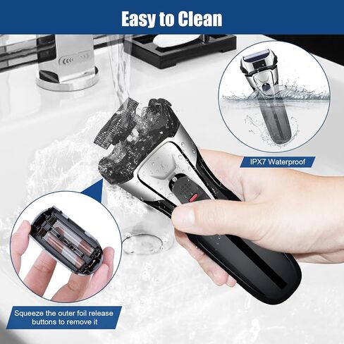 Gbuild Wet Dry Rechargeable Mens Shaver Electric Foil for Men Face Waterproof, USB Travel Cordless Man Electric Razor Shaving Facial with Trimmer in Saudi Arabia