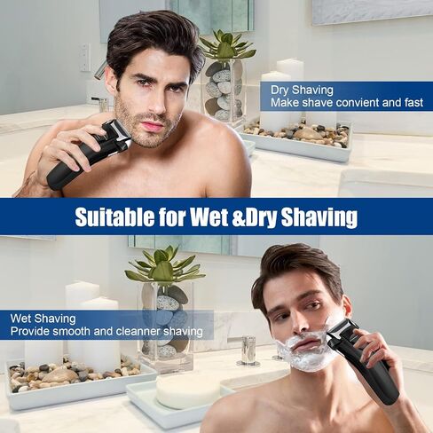 Gbuild Wet Dry Rechargeable Mens Shaver Electric Foil for Men Face Waterproof, USB Travel Cordless Man Electric Razor Shaving Facial with Trimmer in Saudi Arabia