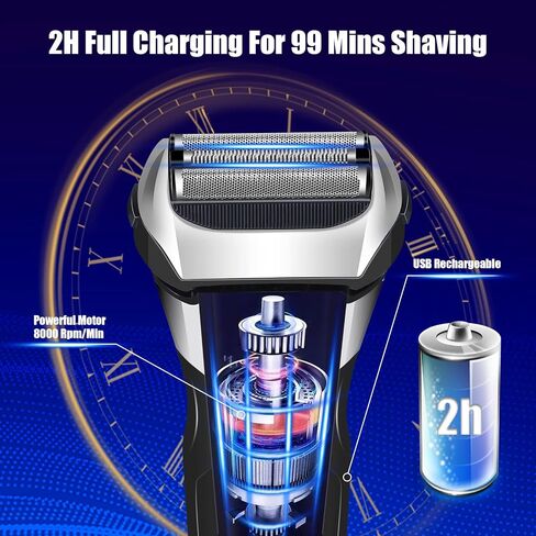 Gbuild Wet Dry Rechargeable Mens Shaver Electric Foil for Men Face Waterproof, USB Travel Cordless Man Electric Razor Shaving Facial with Trimmer in Saudi Arabia