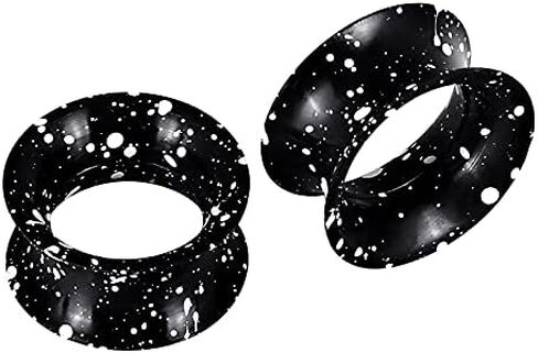 YOFANST 6-12 Pairs Soft Black Glitter Spots Silicone Ear Gauges Colorful Ear Skin Tunnels 2g-5/8 inch in Saudi Arabia