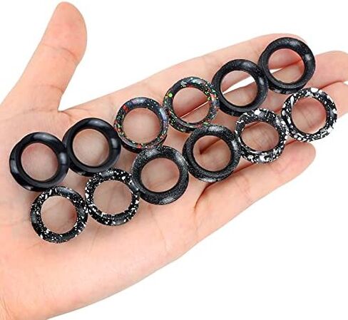 YOFANST 6-12 Pairs Soft Black Glitter Spots Silicone Ear Gauges Colorful Ear Skin Tunnels 2g-5/8 inch in Saudi Arabia