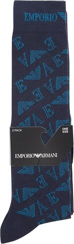 Emporio Armani mens 2 Pack Casual Eagle Logo Long Socks in Saudi Arabia
