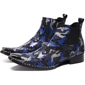 Mens Western Boots Leather,Stylish Zipper Dress Chelsea Boots,Metal Tip Boots for Men in Saudi Arabia