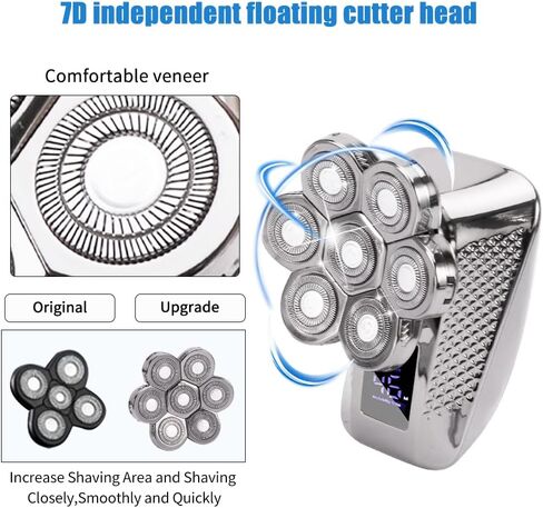 ماكينة حلاقة الرأس للرجال الصلع، ماكينة حلاقة كهربائية 7 في 1 من WOOPOWER للرجال مقاومة للماء IPX7، ماكينة حلاقة دوارة قابلة لإعادة الشحن مع شاشة LED مع مجموعة أدوات حلاقة اللحية وتشذيب الأنف in Kuwait