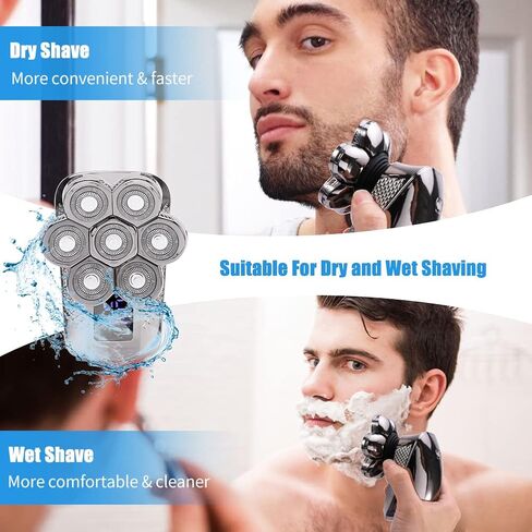 ماكينة حلاقة الرأس للرجال الصلع، ماكينة حلاقة كهربائية 7 في 1 من WOOPOWER للرجال مقاومة للماء IPX7، ماكينة حلاقة دوارة قابلة لإعادة الشحن مع شاشة LED مع مجموعة أدوات حلاقة اللحية وتشذيب الأنف in Kuwait