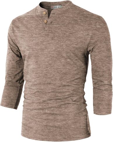 H2H Mens Casual Premium Slim Fit Henley Shirts Lightweight Thin Fabric in Saudi Arabia