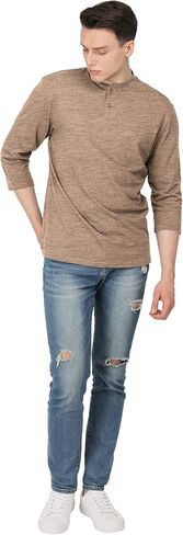 H2H Mens Casual Premium Slim Fit Henley Shirts Lightweight Thin Fabric in Saudi Arabia