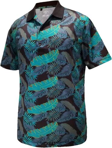 Monterey Club Men's Palm Leaves Print Polo Shirt #1695 in Kuwait