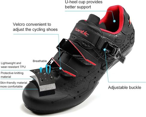 Santic Cycling Shoes Men Spin Unlocked Bike Bicycle Road Biking Lock Shoes MTB Cycling Accessories Self-Locking Shoes in Kuwait