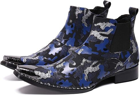 Mens Western Boots Leather,Stylish Zipper Dress Chelsea Boots,Metal Tip Boots for Men in Saudi Arabia