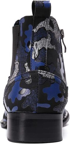 Mens Western Boots Leather,Stylish Zipper Dress Chelsea Boots,Metal Tip Boots for Men in Saudi Arabia