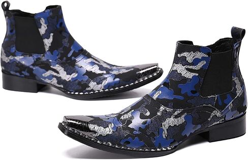 Mens Western Boots Leather,Stylish Zipper Dress Chelsea Boots,Metal Tip Boots for Men in Saudi Arabia
