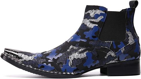 Mens Western Boots Leather,Stylish Zipper Dress Chelsea Boots,Metal Tip Boots for Men in Saudi Arabia