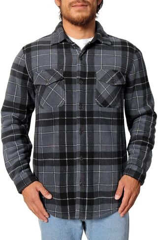Freedom Foundry Men's Plaid Fleece Jackets Super Plush Sherpa Lined Jacket Shirt in Kuwait