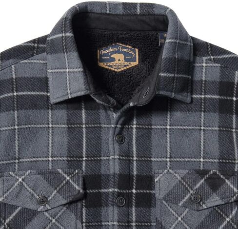 Freedom Foundry Men's Plaid Fleece Jackets Super Plush Sherpa Lined Jacket Shirt in Kuwait