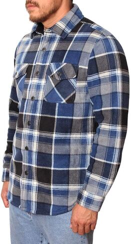 Freedom Foundry Men's Plaid Fleece Jackets Super Plush Sherpa Lined Jacket Shirt in Kuwait