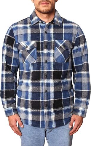 Freedom Foundry Men's Plaid Fleece Jackets Super Plush Sherpa Lined Jacket Shirt in Kuwait