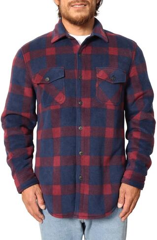 Freedom Foundry Men's Plaid Fleece Jackets Super Plush Sherpa Lined Jacket Shirt in Kuwait