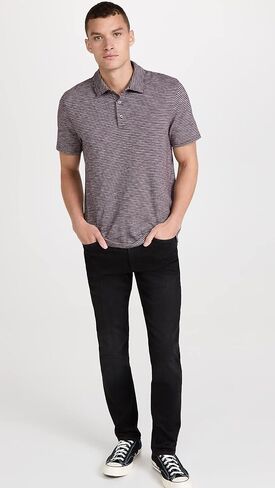 Vince Men's Slub Stripe S/S Polo in Kuwait