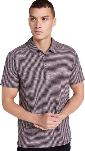 Vince Men's Slub Stripe S/S Polo in Kuwait