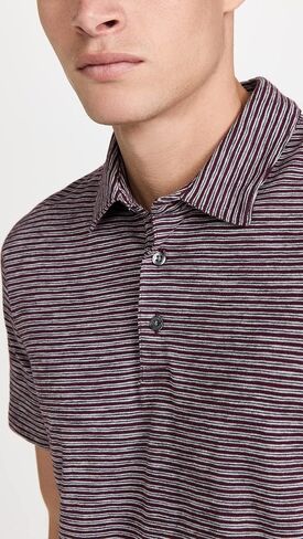 Vince Men's Slub Stripe S/S Polo in Kuwait